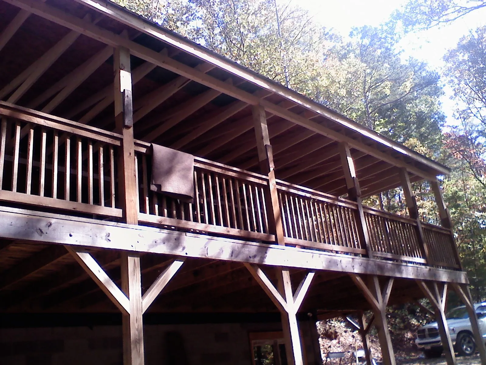Timber framing under a new elevated porch and deck — Roof Leak Repair in Herrin by Roofing Brothers